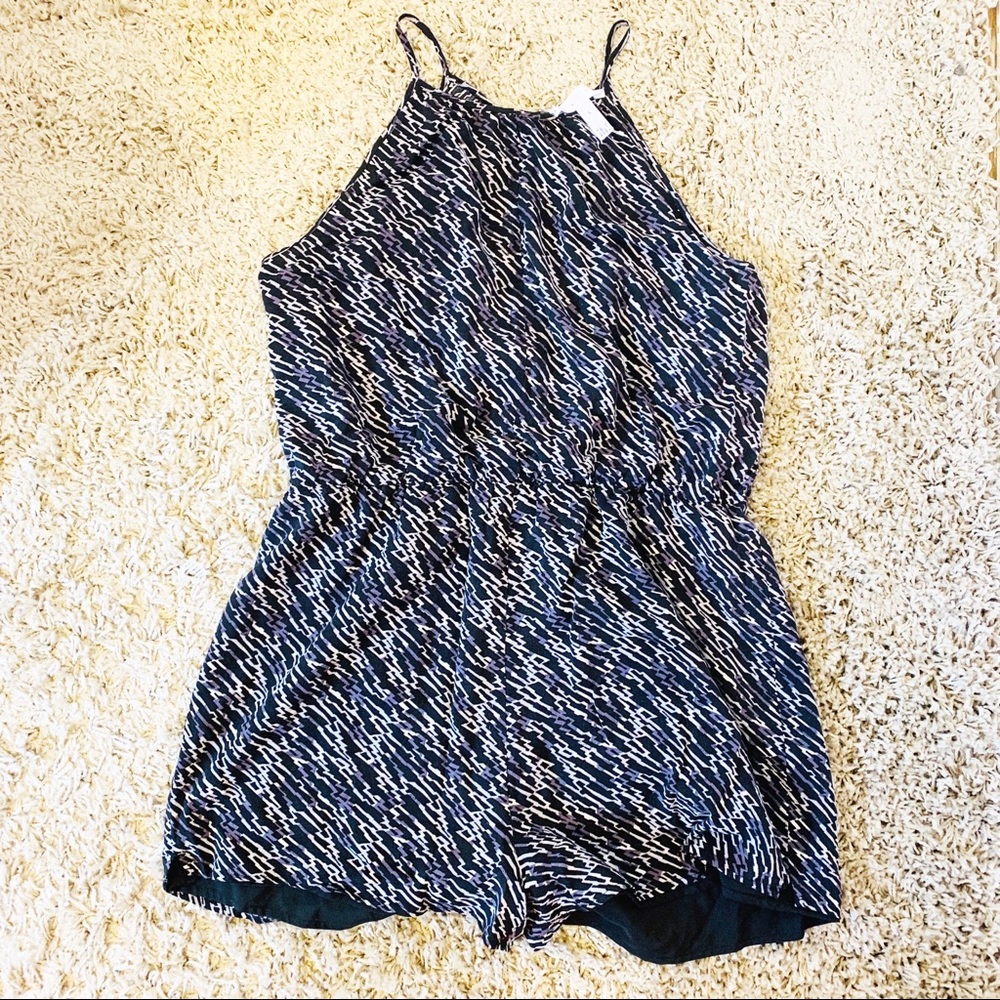 Leith Spaghetti Strap Romper Geo Print Keyhole